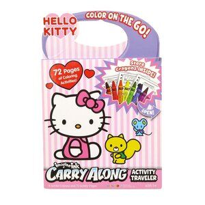 Hello Kitty Carry Along Activity Traveler 72 Activity Pages and 8 Jumbo Crayons
